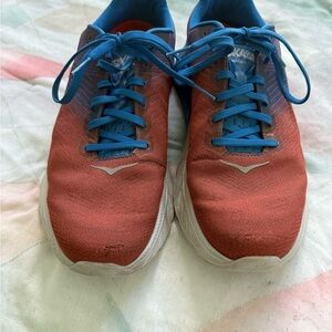 Hoka Men's Red and Blue Athletic Shoes